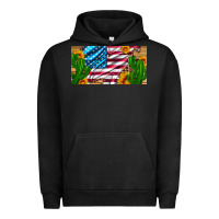 Pigment Black usa flag and cactus and sunflowers with leopard and wood license  plat Urban Hoodie - Artiststas