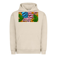 Pigment French Oak usa flag and cactus and sunflowers with leopard and wood license  plat Urban Hoodie - Artiststas