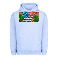 Pigment Grape Ice usa flag and cactus and sunflowers with leopard and wood license  plat Urban Hoodie - Artiststas