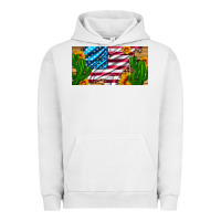 Pigment Lunar Rock usa flag and cactus and sunflowers with leopard and wood license  plat Urban Hoodie - Artiststas