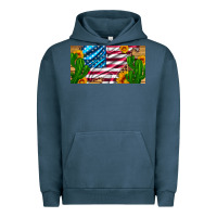 Pigment Midnight Navy usa flag and cactus and sunflowers with leopard and wood license  plat Urban Hoodie - Artiststas