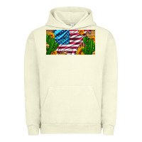 Pigment Pistachio usa flag and cactus and sunflowers with leopard and wood license  plat Urban Hoodie - Artiststas