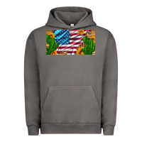 Pigment Tornado usa flag and cactus and sunflowers with leopard and wood license  plat Urban Hoodie - Artiststas