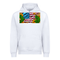 White usa flag and cactus and sunflowers with leopard and wood license  plat Urban Hoodie - Artiststas