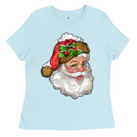 Baby Blue santa with snow Ladies Tee - RanaPortraitStore