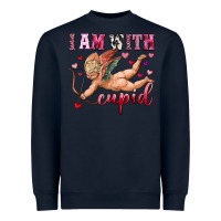 Navy i am with cupid Heavyweight Sweatshirt - OliviaCreatesArt
