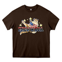 Chocolate Brown meowica cat Heavy Core Tee - NancyCooperArtShop
