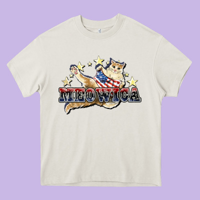 Meowica Cat Heavy Core Tee Designed By Nancycooperartshop