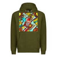 Army Green softball coffee cup and bat with leopard seamless pattern bbs Premium Hoodie - BundleAndBundleShop