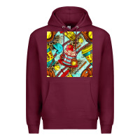 Burgundy softball coffee cup and bat with leopard seamless pattern bbs Premium Hoodie - BundleAndBundleShop