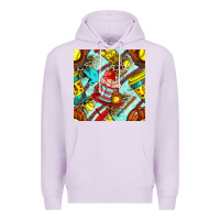 Lilac softball coffee cup and bat with leopard seamless pattern bbs Premium Hoodie - BundleAndBundleShop