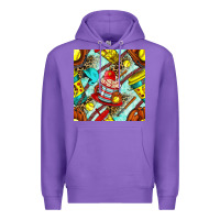 Purple softball coffee cup and bat with leopard seamless pattern bbs Premium Hoodie - BundleAndBundleShop