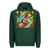 Sports Green softball coffee cup and bat with leopard seamless pattern bbs Premium Hoodie - BundleAndBundleShop