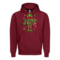 Burgundy im the gamer elf Zipper Hoodie - FaDigitalArtStudio