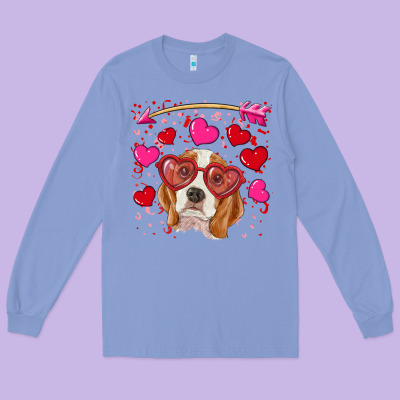Valentines Day  Beagle Long Sleeve Tee Designed By Ranaportraitstore