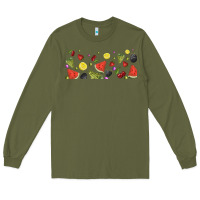 Army Green summer fruits Long Sleeve Tee - TumblerDesignByShophia