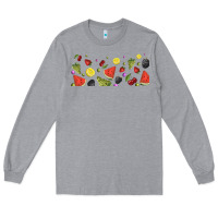 Heather Grey summer fruits Long Sleeve Tee - TumblerDesignByShophia
