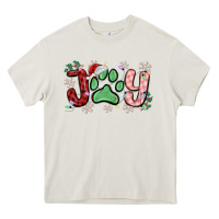 Cream joy with dog paw Heavy Core Tee - MaliasSmallBusiness