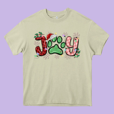 Joy With Dog Paw Heavy Core Tee Designed By Maliassmallbusiness