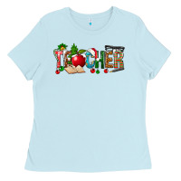 Baby Blue christmas teacher Ladies Tee - NancyCooperArtShop