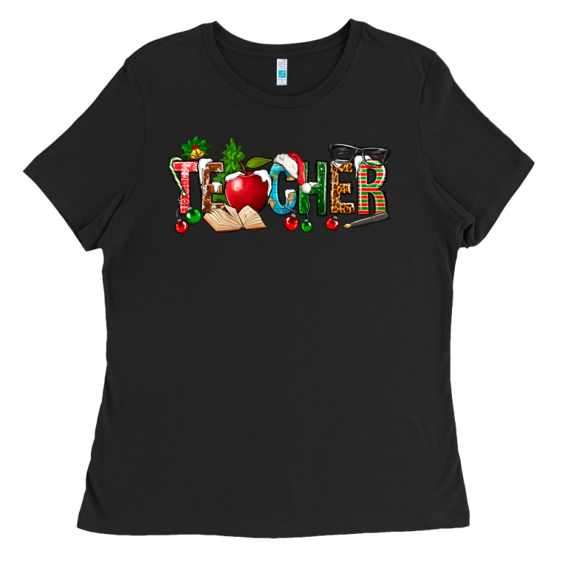 Christmas Teacher Ladies Tee by NancyCooperArtShop | Teevron