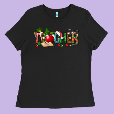 Christmas Teacher Ladies Tee Designed By Nancycooperartshop