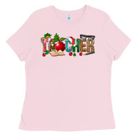 Bubblegum Pink christmas teacher Ladies Tee - NancyCooperArtShop