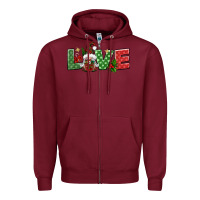 Burgundy love christmas gnome Zipper Hoodie - BundleAndBundleShop