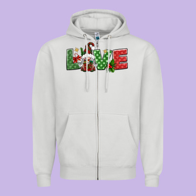 Love Christmas Gnome Zipper Hoodie Designed By Bundleandbundleshop