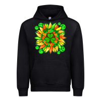 Black sunflower with st patricks smiley face and shamrock with glitter Urban Hoodie - Artiststas