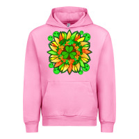 Fuchsia Pink sunflower with st patricks smiley face and shamrock with glitter Urban Hoodie - Artiststas