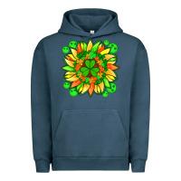 Pigment Midnight Navy sunflower with st patricks smiley face and shamrock with glitter Urban Hoodie - Artiststas