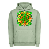 Pigment Oil Green sunflower with st patricks smiley face and shamrock with glitter Urban Hoodie - Artiststas