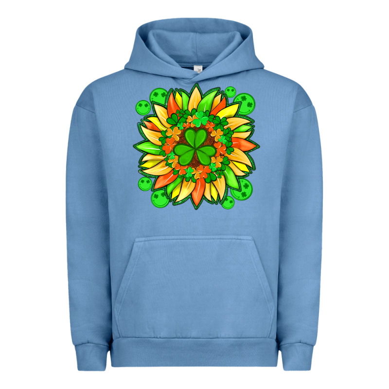 Sunflower With St Patricks Smiley Face And Shamrock With Glitter Urban Hoodie by Artiststas | Teevron