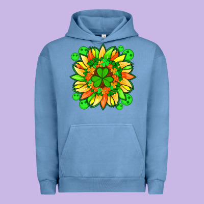 Sunflower With St Patricks Smiley Face And Shamrock With Glitter Urban Hoodie Designed By Artiststas