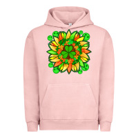 Pigment Salmon sunflower with st patricks smiley face and shamrock with glitter Urban Hoodie - Artiststas