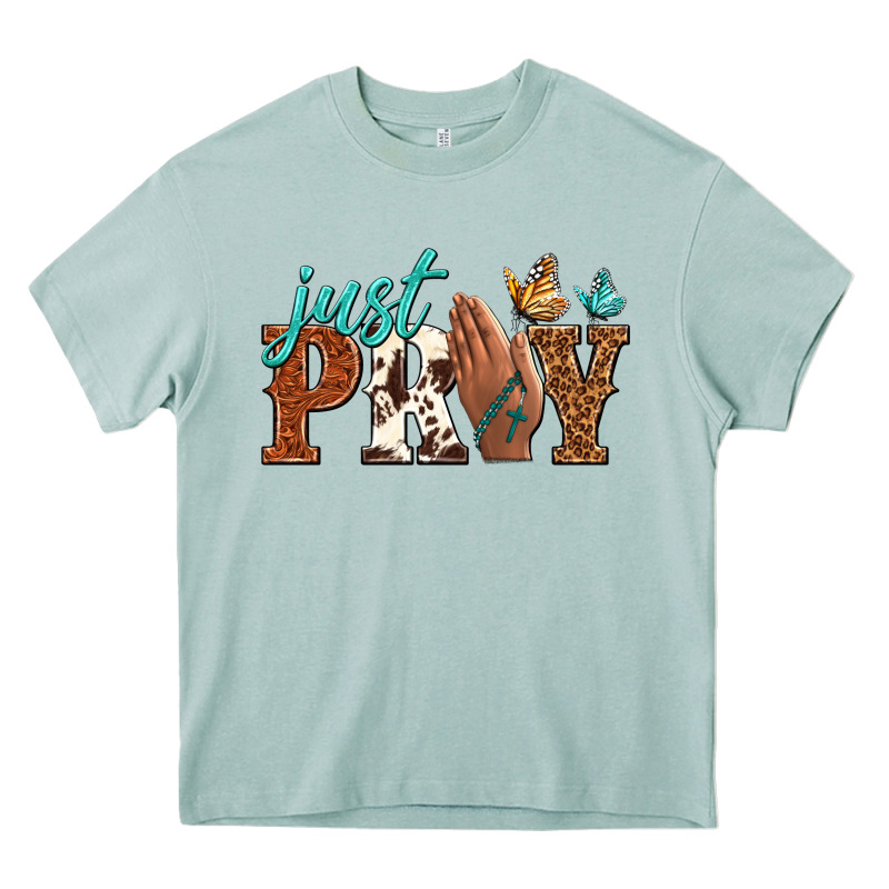 Just Pray Heavy Core Tee by NancyCooperArtShop | Teevron