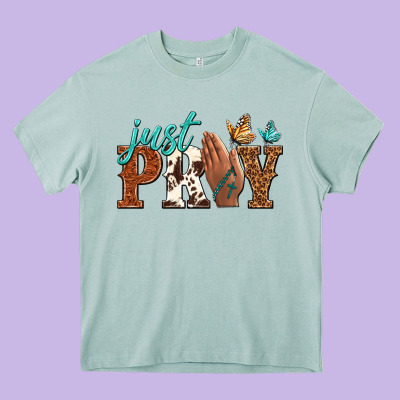 Just Pray Heavy Core Tee Designed By Nancycooperartshop