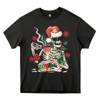 Asphalt skeleton santa Heavy Core Tee - MaliasSmallBusiness