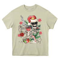 Mossy skeleton santa Heavy Core Tee - MaliasSmallBusiness