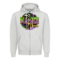 Dove Grey mardi gras lightning Zipper Hoodie - FaDigitalArtStudio