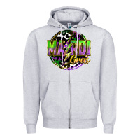 Heather Grey mardi gras lightning Zipper Hoodie - FaDigitalArtStudio