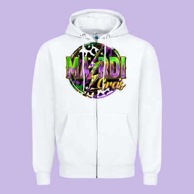 Mardi Gras Lightning Zipper Hoodie Designed By Fadigitalartstudio