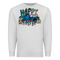 Dove Grey Happy Easter  truck Premium Sweatshirt - CowhideDigitalArt