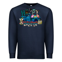 Navy Happy Easter  truck Premium Sweatshirt - CowhideDigitalArt
