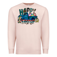 Pale Pink Happy Easter  truck Premium Sweatshirt - CowhideDigitalArt
