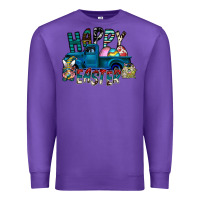 Purple Happy Easter  truck Premium Sweatshirt - CowhideDigitalArt