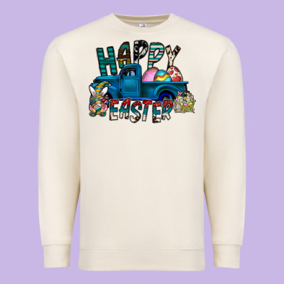 Happy Easter  Truck Premium Sweatshirt Designed By Cowhidedigitalart