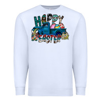 White Happy Easter  truck Premium Sweatshirt - CowhideDigitalArt