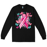 Black Breast Cancer ribbon Cancer Awareness Long Sleeve Tee - HowdyJamesFarm